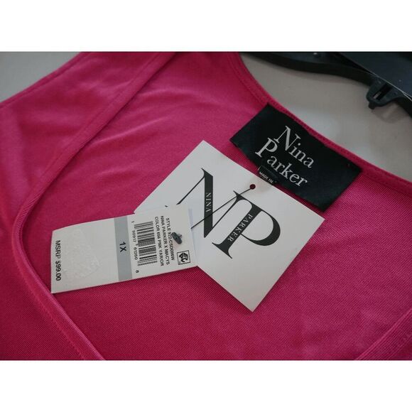 NINA PARKER Women's Colorblock Trendy Plus Size Bodycon Ruched Dress 1X - Picture 12 of 13